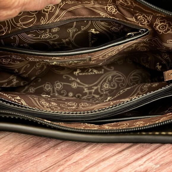 Montana West Concealed Leather Pockets Studs Flowers Tooling Imported - Picture 5 of 5